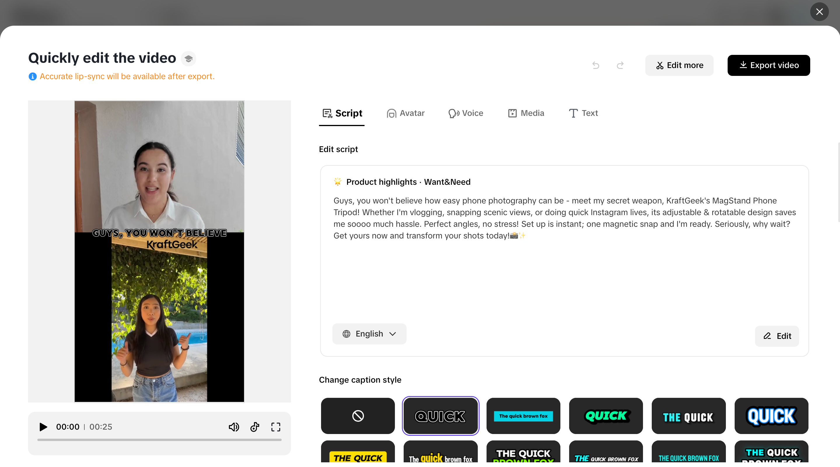 Edit and refine your video