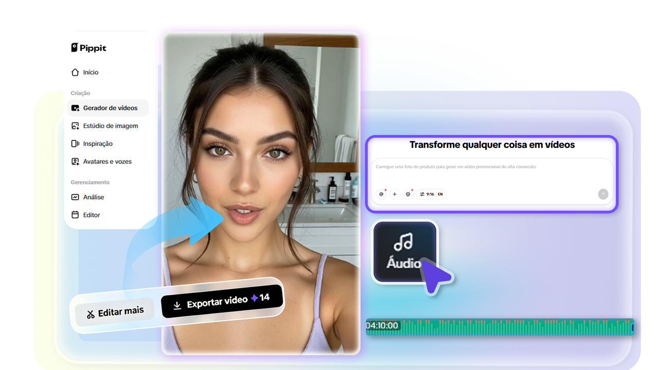 Envie links de produtos ou mídia para ter acesso ao visualizador de ondas sonoras com inteligência artificial do Pippit
