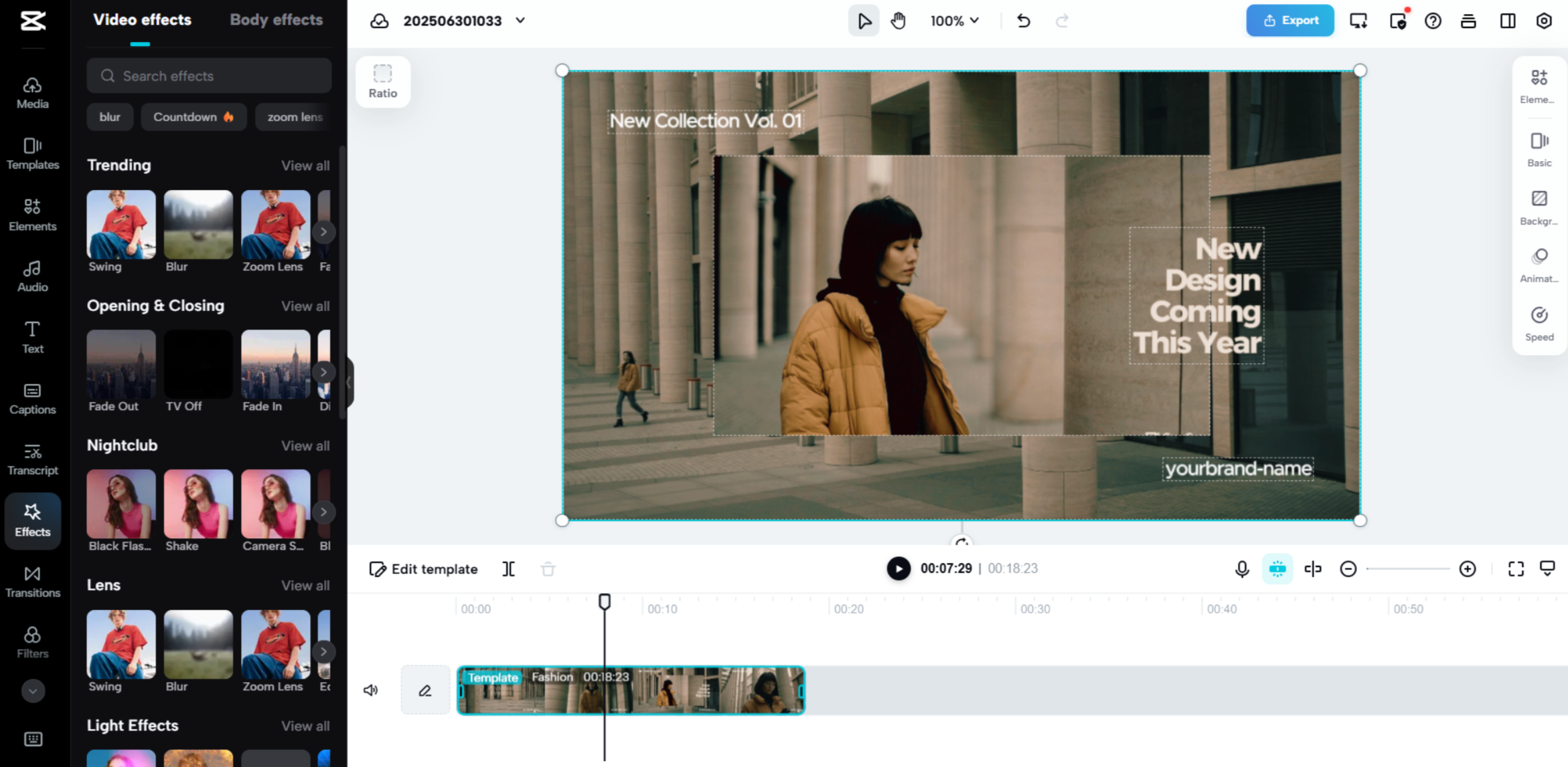 CapCut Webin käyttöliittymä - paras brändivideon tuottaja