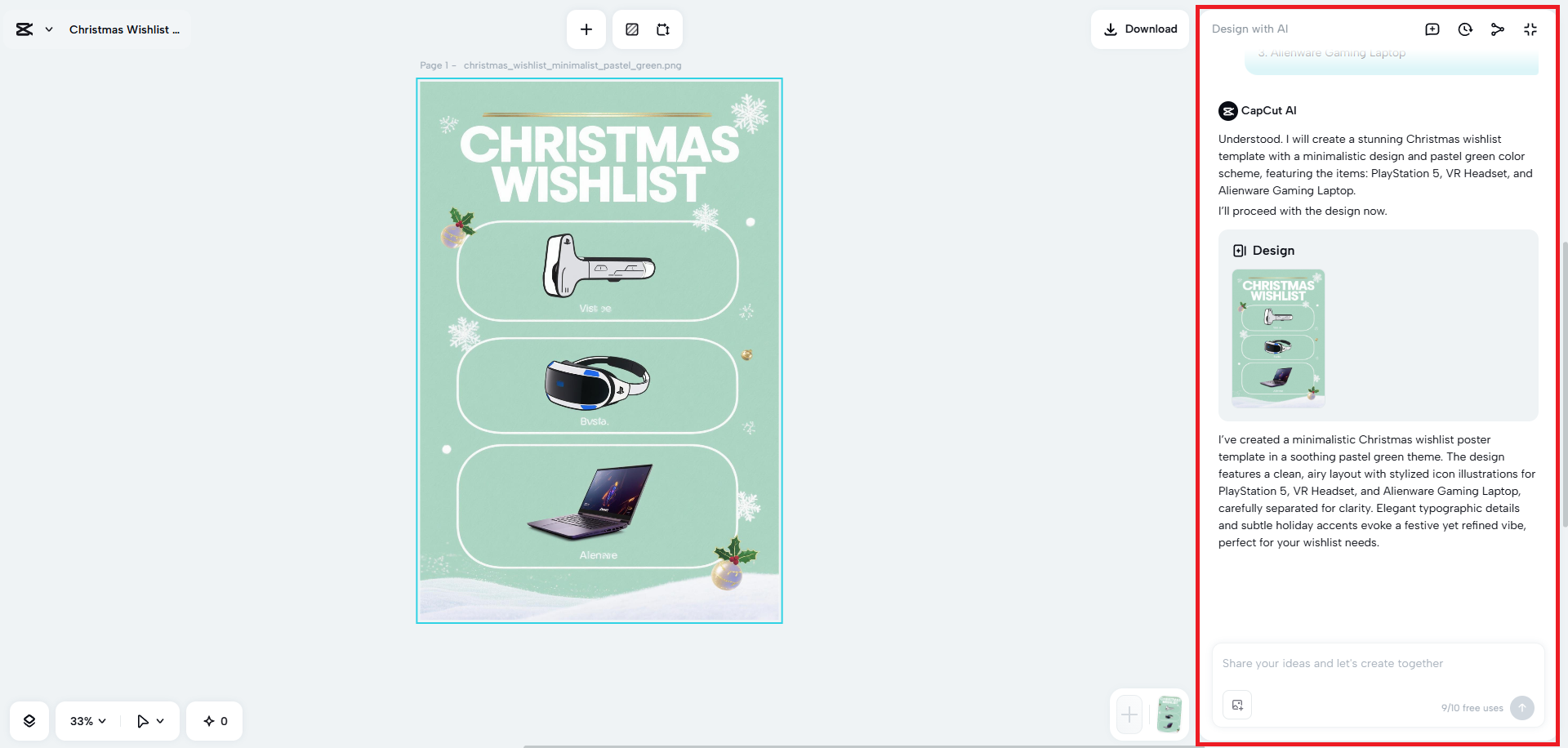 Refine your design using AI prompts
