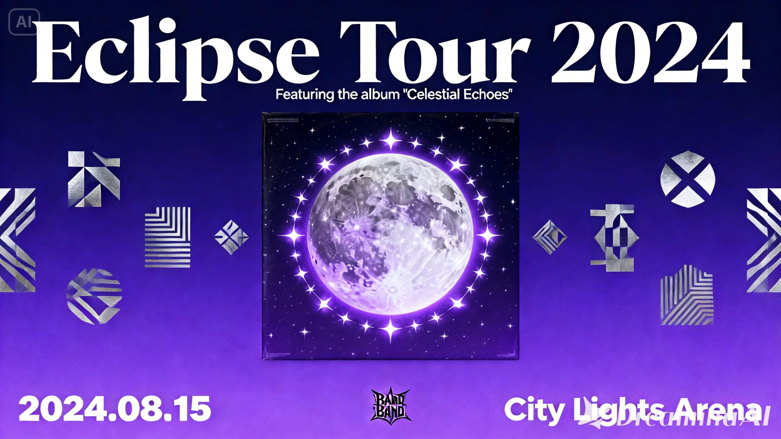 Concert poster based on the album artwork with details of the album cover
