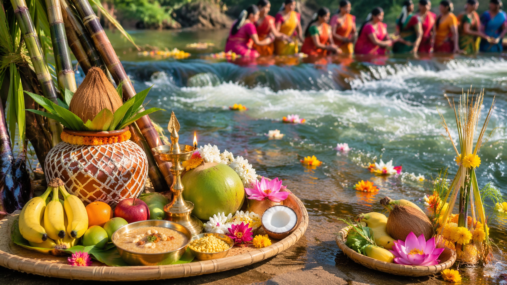 Dreamina Aadi Perukku Wishes Prompts prompt example 2: Traditional Floral Celebration