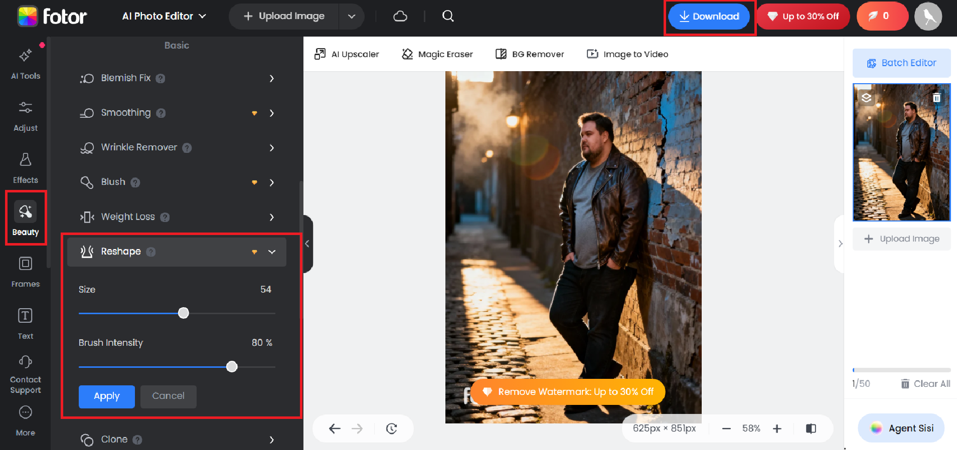 Reshape and download the image
