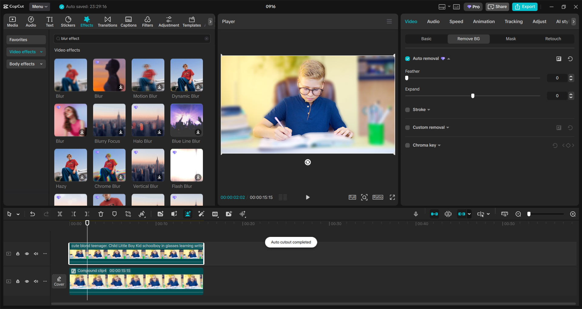 Interface of the CapCut desktop video editor - another tool to blur video background