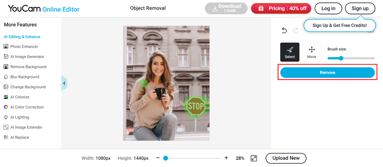 Usuń fotostempel w Perfect Corp