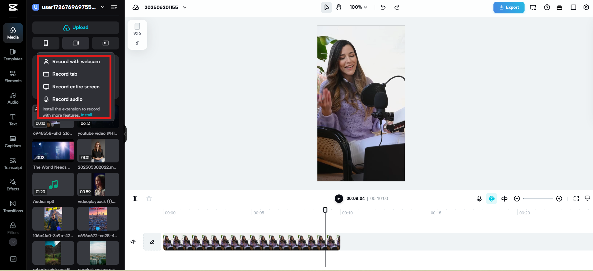 Record screen or webcam