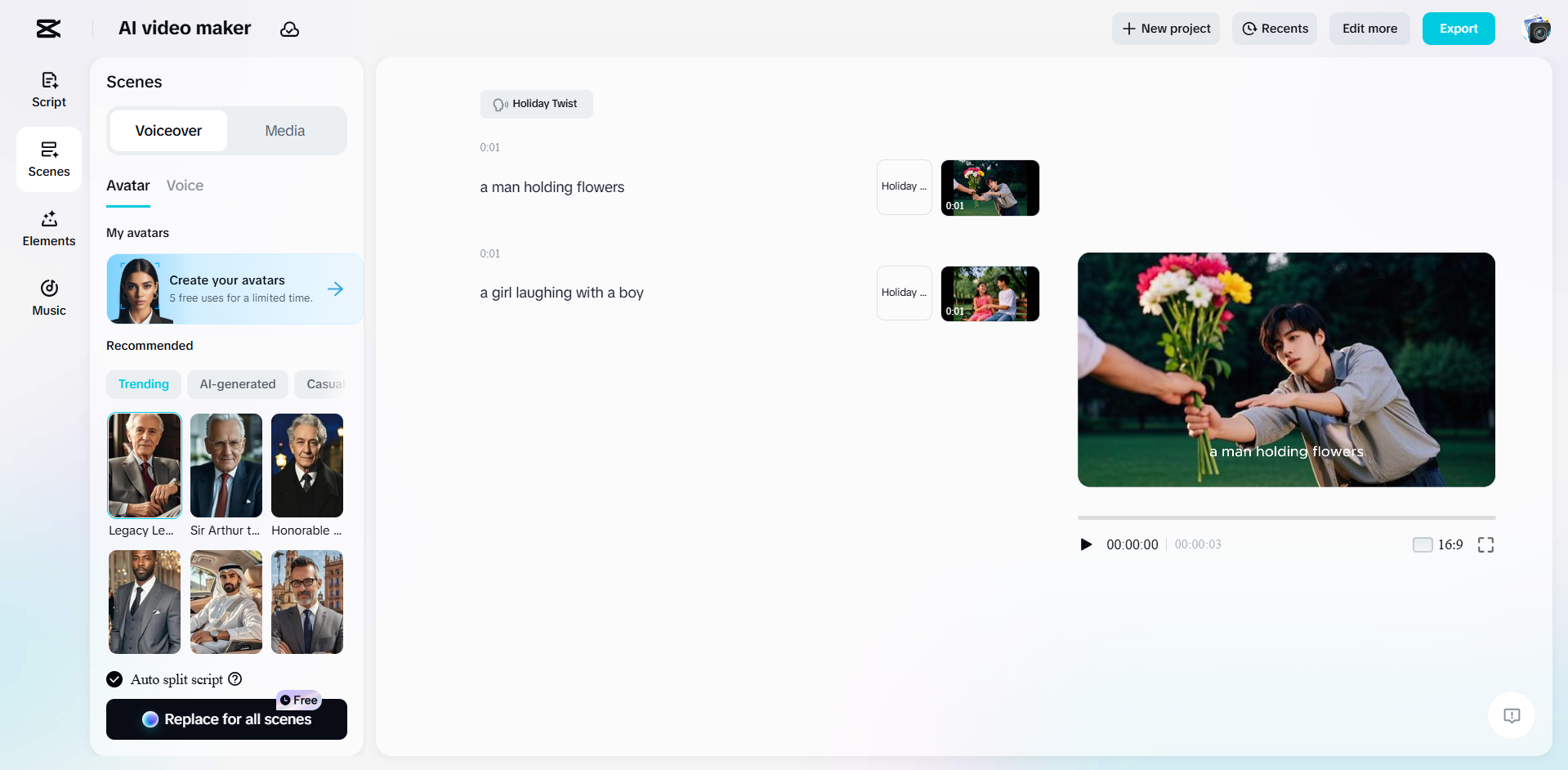 Adding a voiceover to a video with CapCut's AI video maker