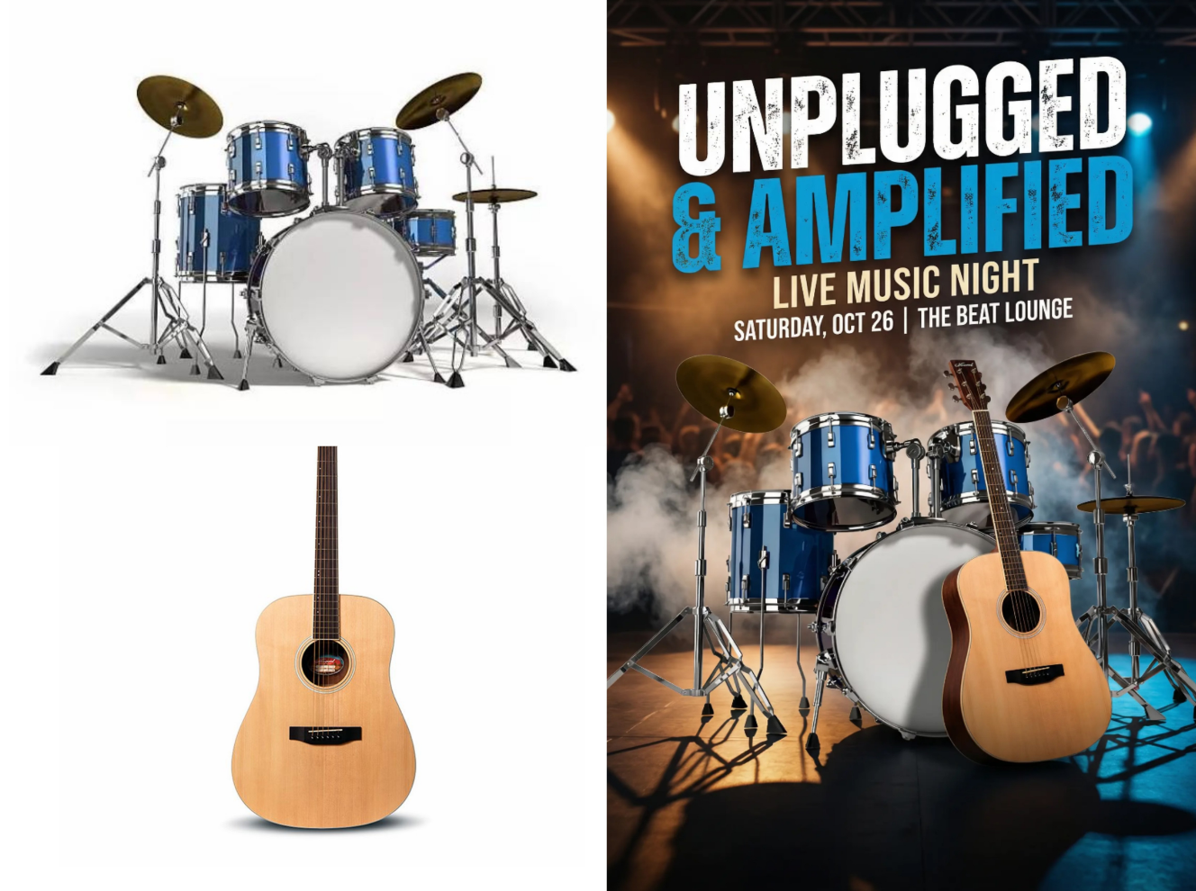 Multi-image fusion feature to generate a single music tour poster