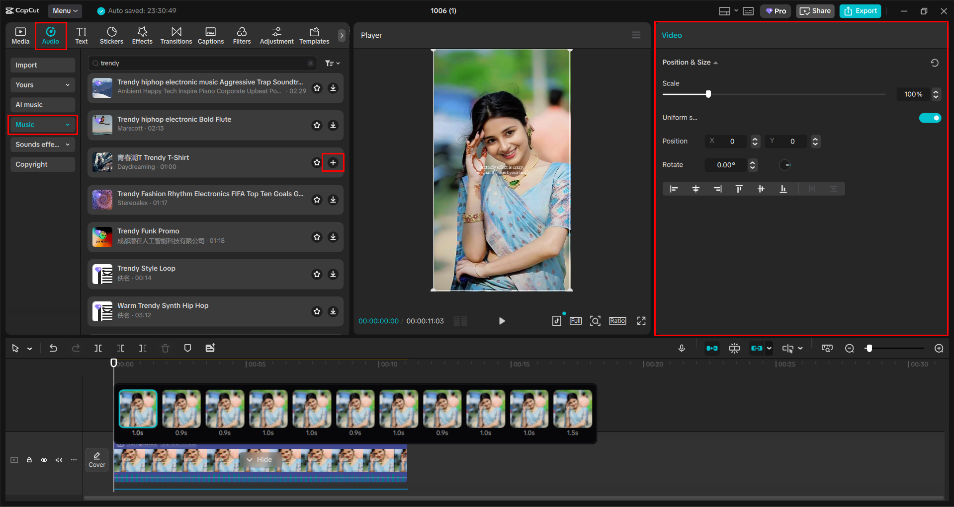 Editing the TikTok video using the CapCut desktop video editor
