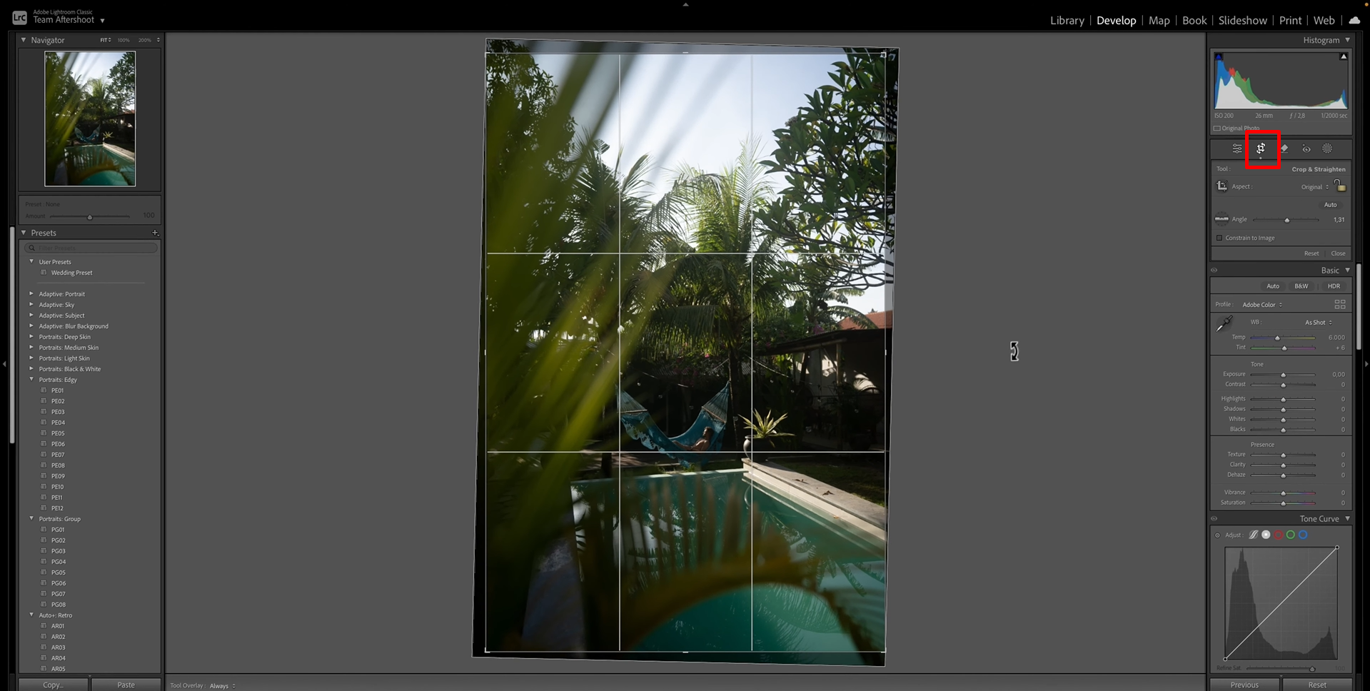Cropping a photo in Adobe Lightroom