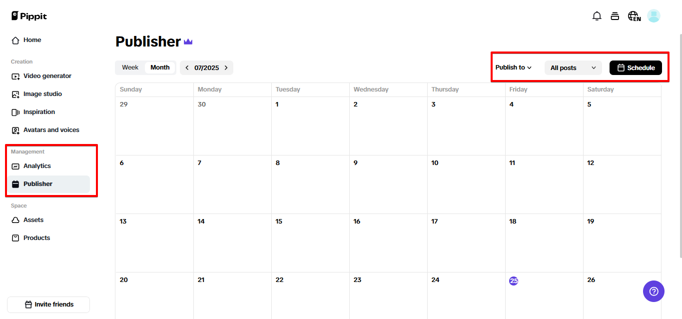 Pippit의 자동 게시 도구