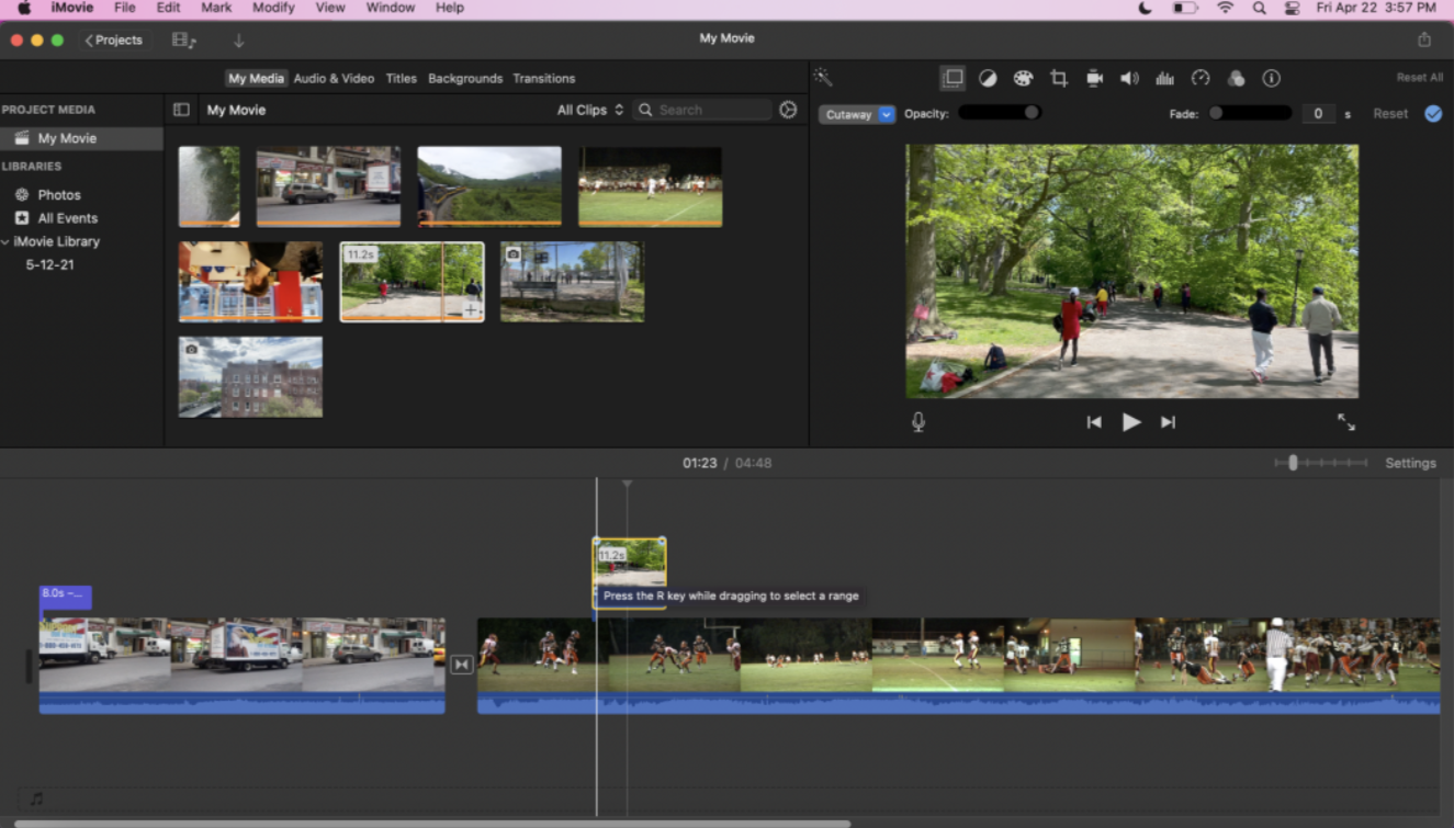 Интерфейс IMovie
