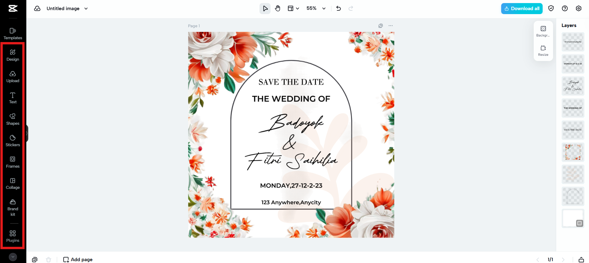 Design your invitation with elements