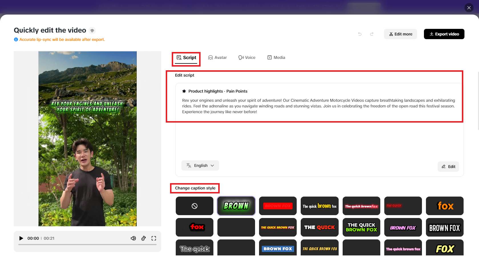 AI-based captions & subtitles