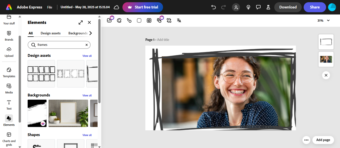 Adobe Express interface