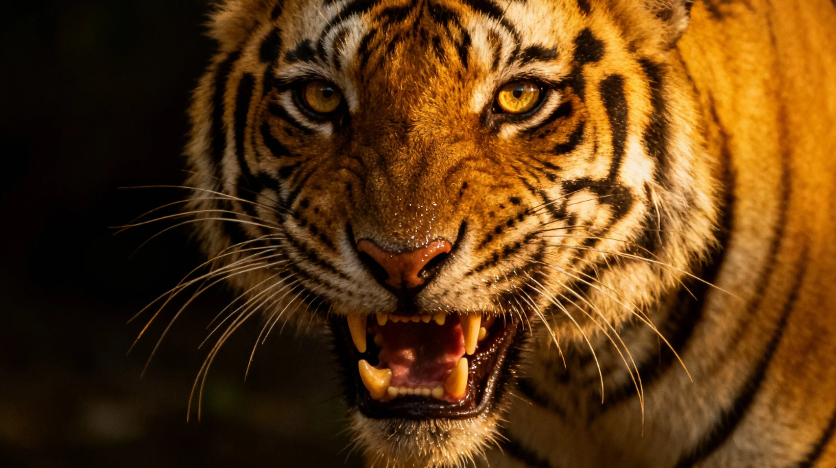 Close-up angry tiger