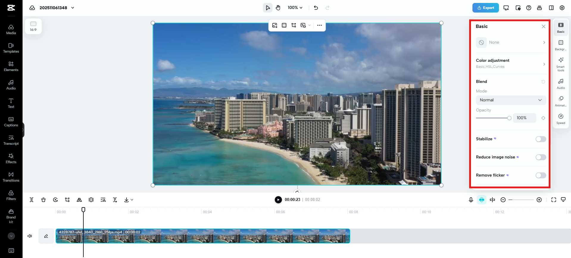 Ayusin ang mga kulay, bawasan ang ingay, at alisin ang mga kisap.