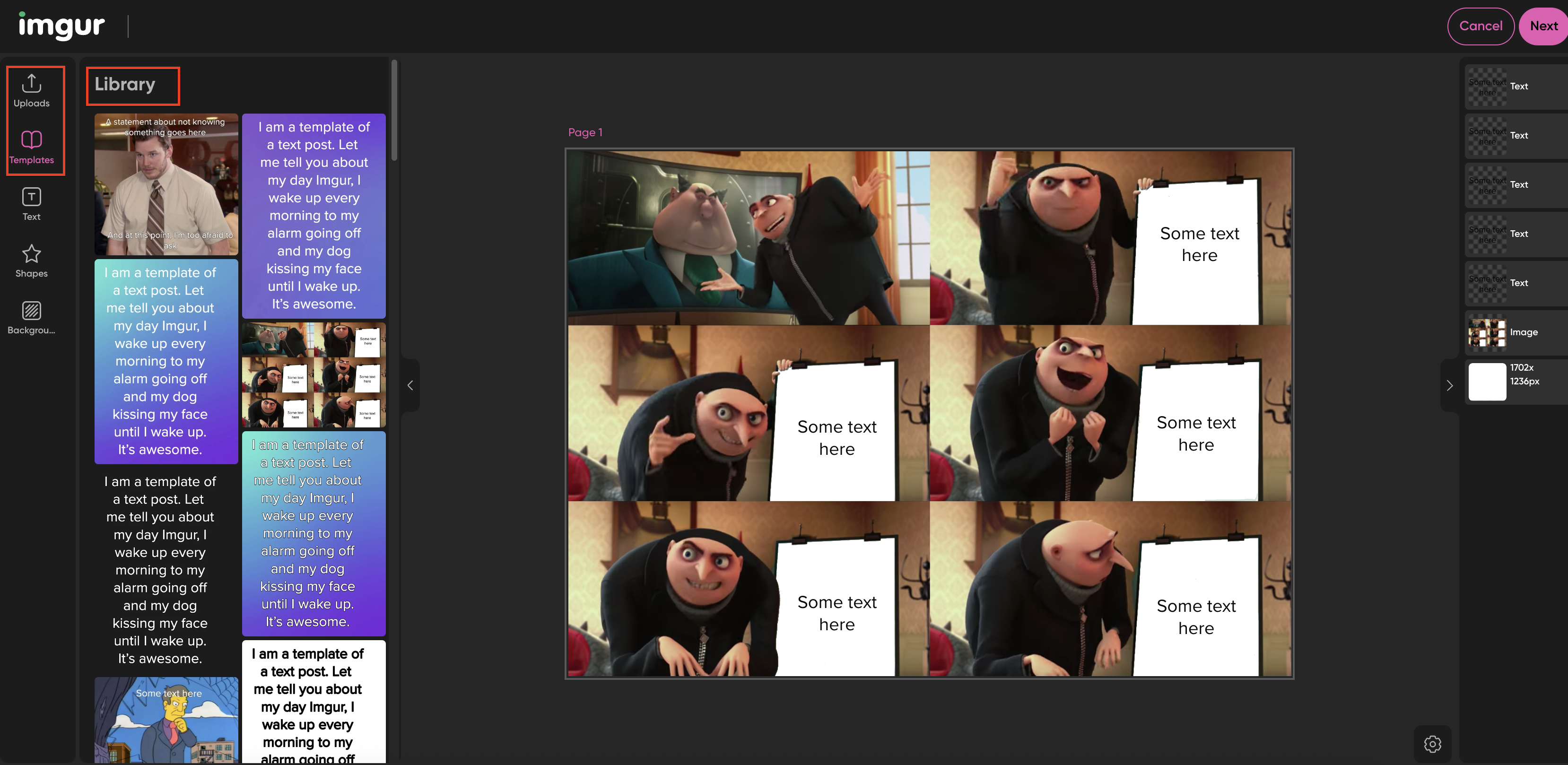 Select a template or upload an image