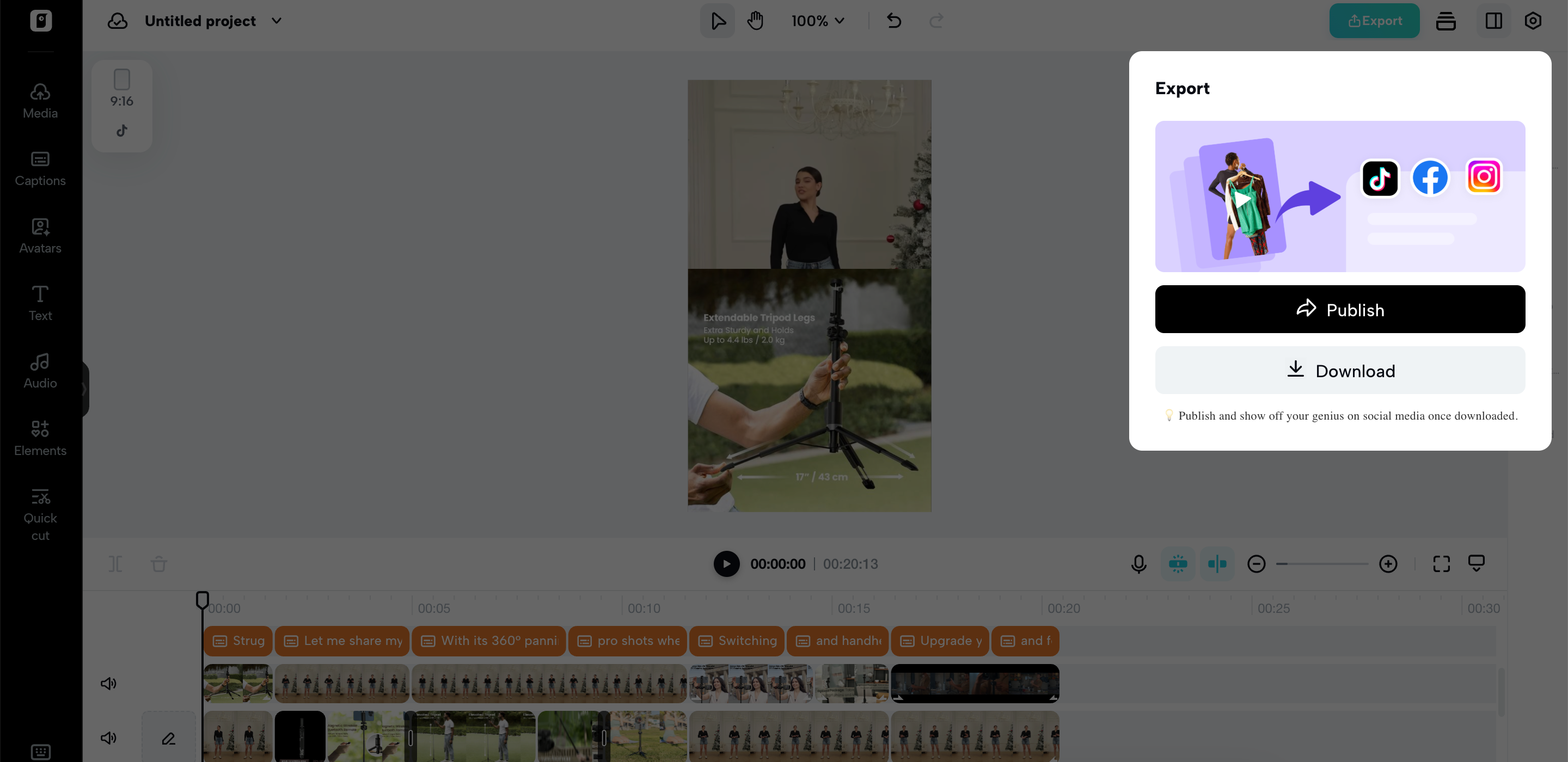 Export and share your video