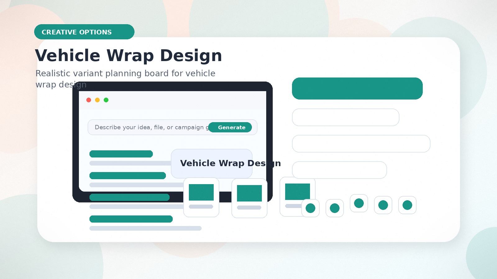 Vehicle Wrap Design realistic creative options visual for vehicle wrap design