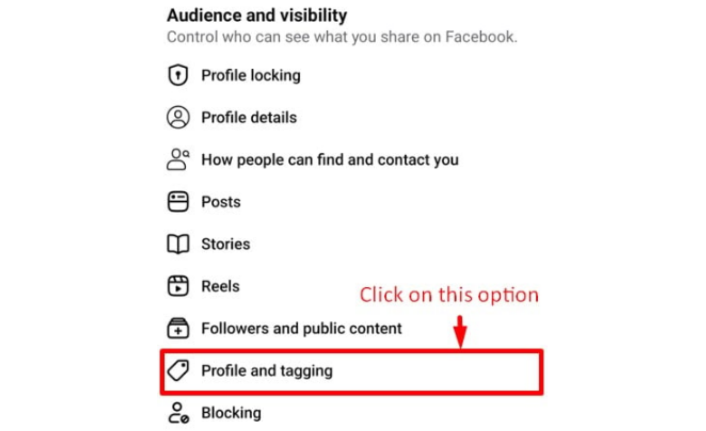Accessing the tagging options on Facebook