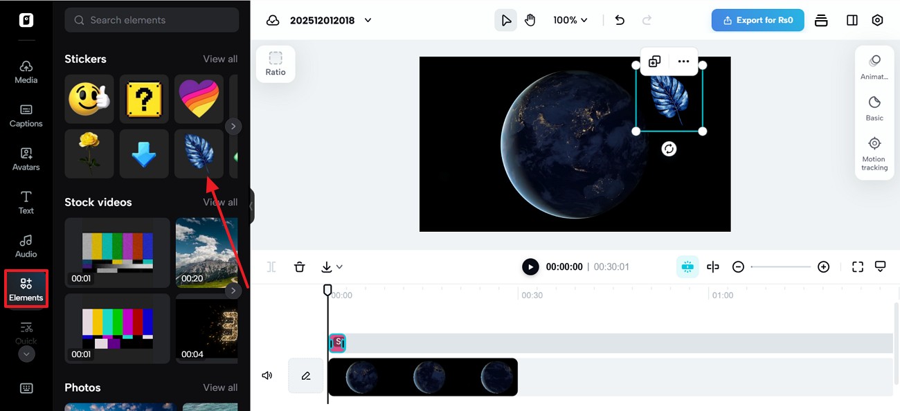 adicione elementos para melhorar o vídeo no pippit