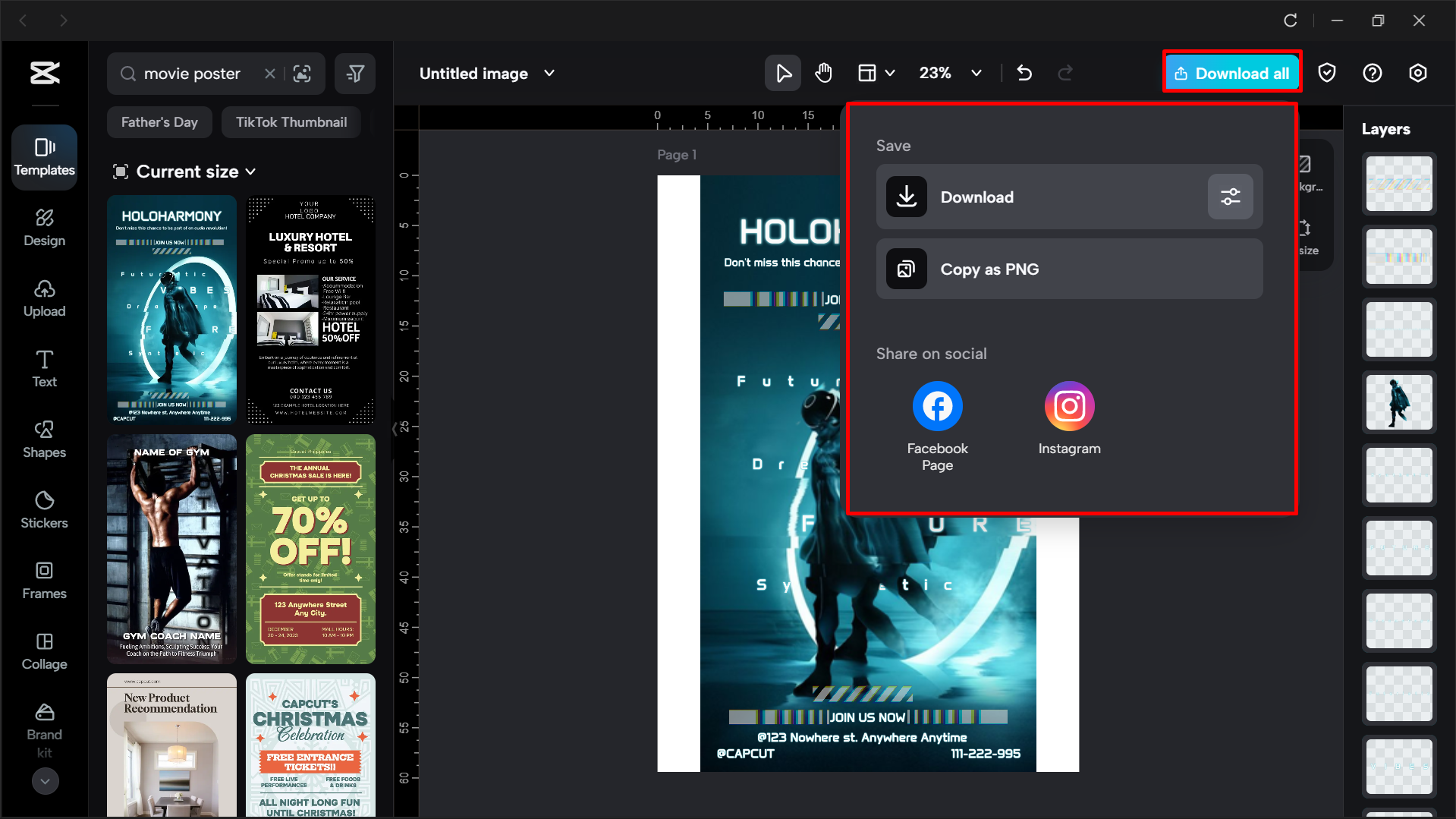 Exporting the template from the CapCut desktop video editor