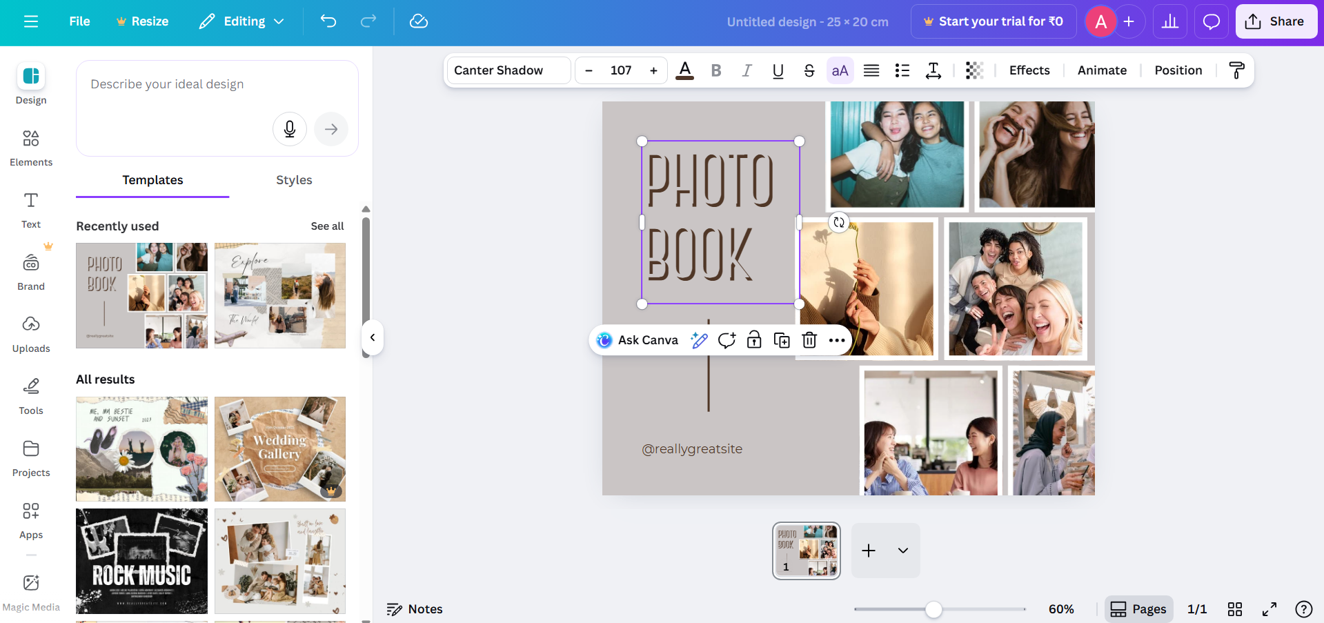 Canva interface