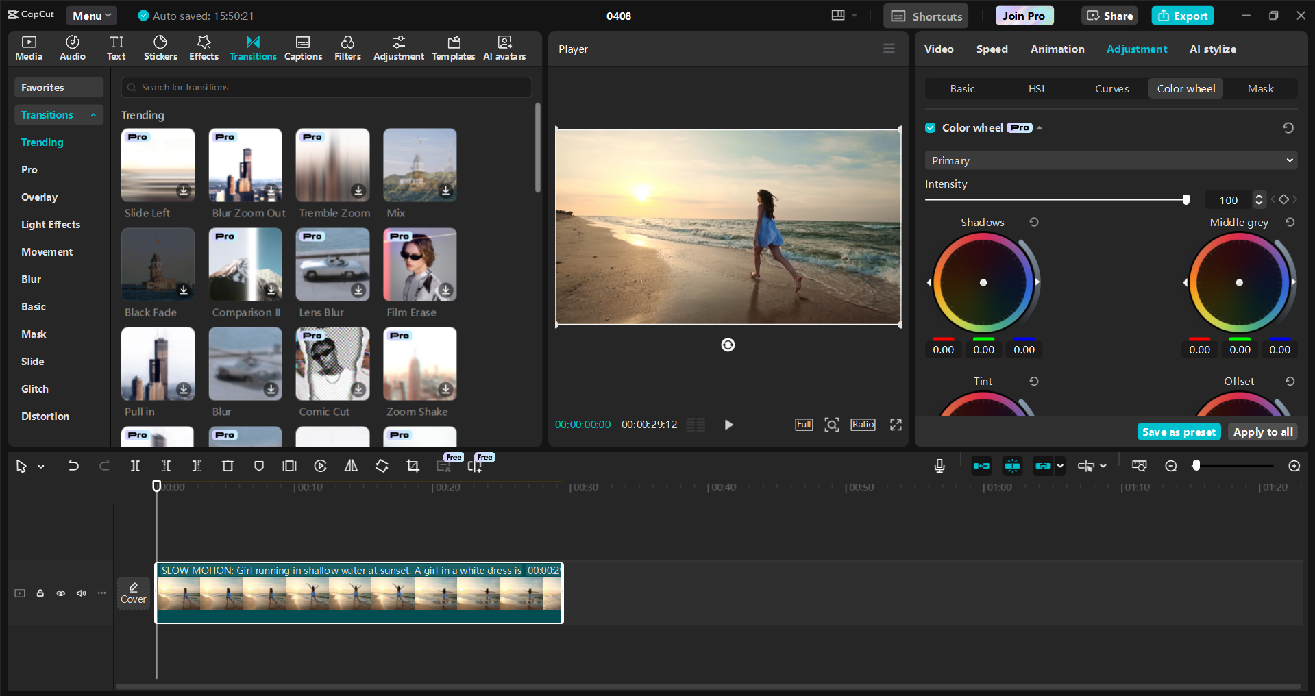 Interface of the CapCut desktop video editor - the most liked tool to add zoom transition to a video