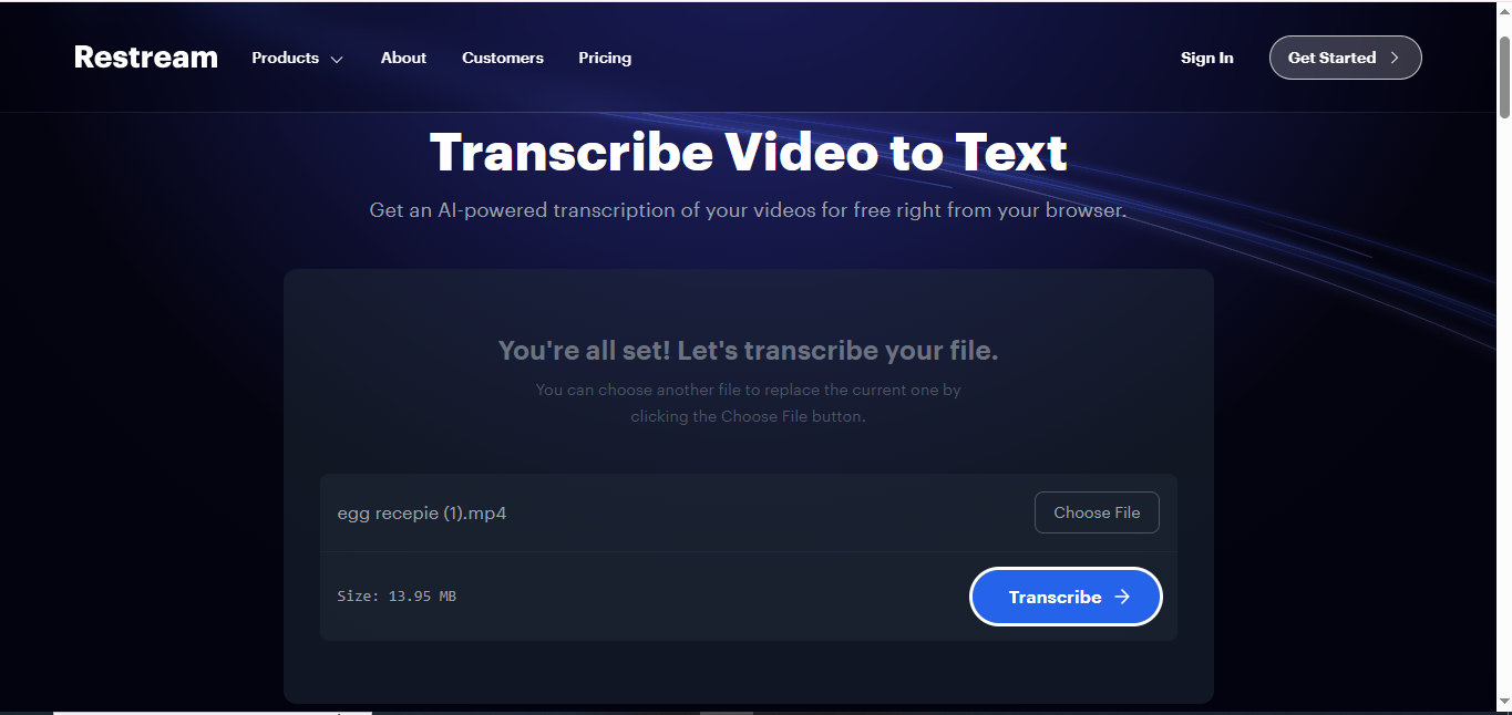 Restream - a well-known tool to transcribe video for free