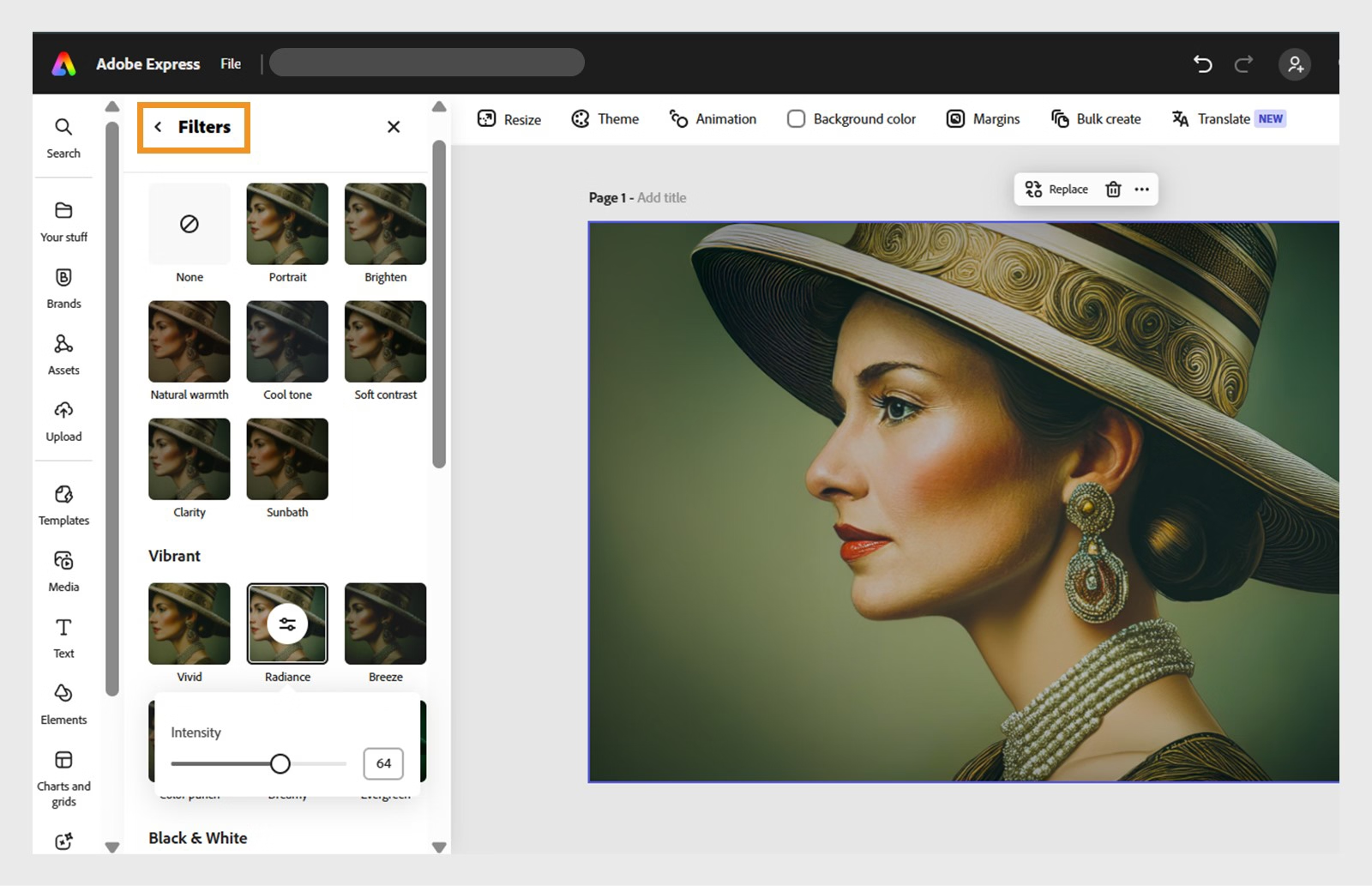 Interface of Adobe - a professional tool with free photo filters