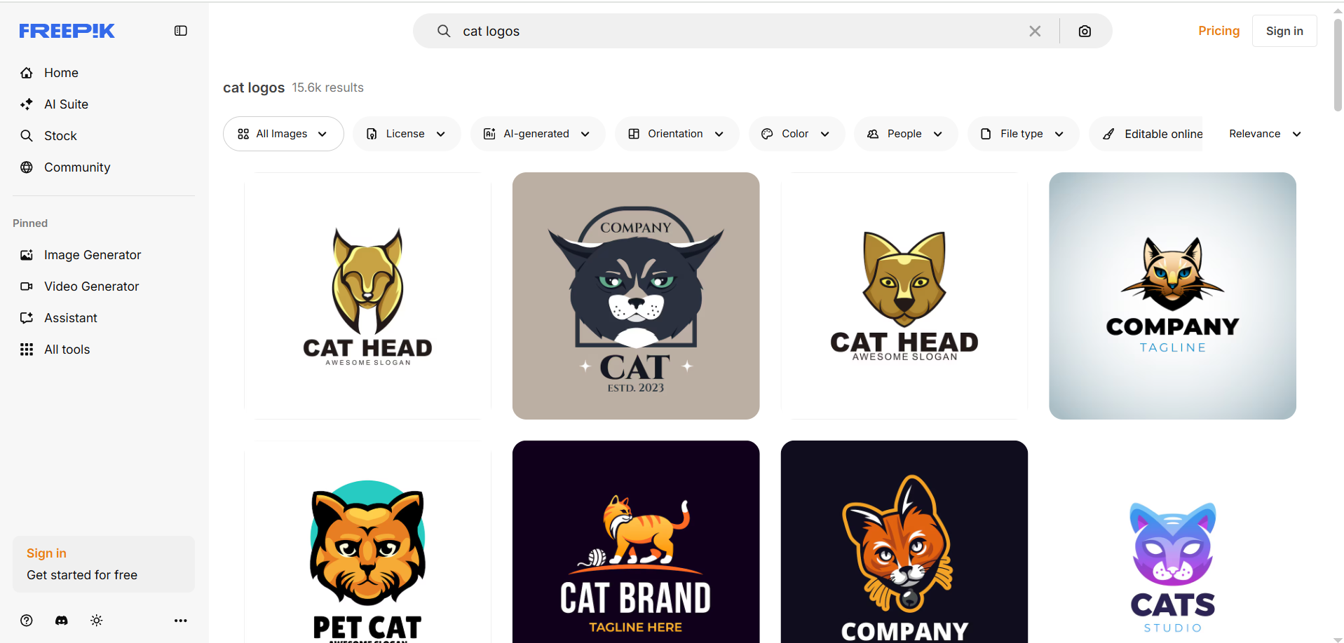 Freepik - a website to discover a cat design logo
