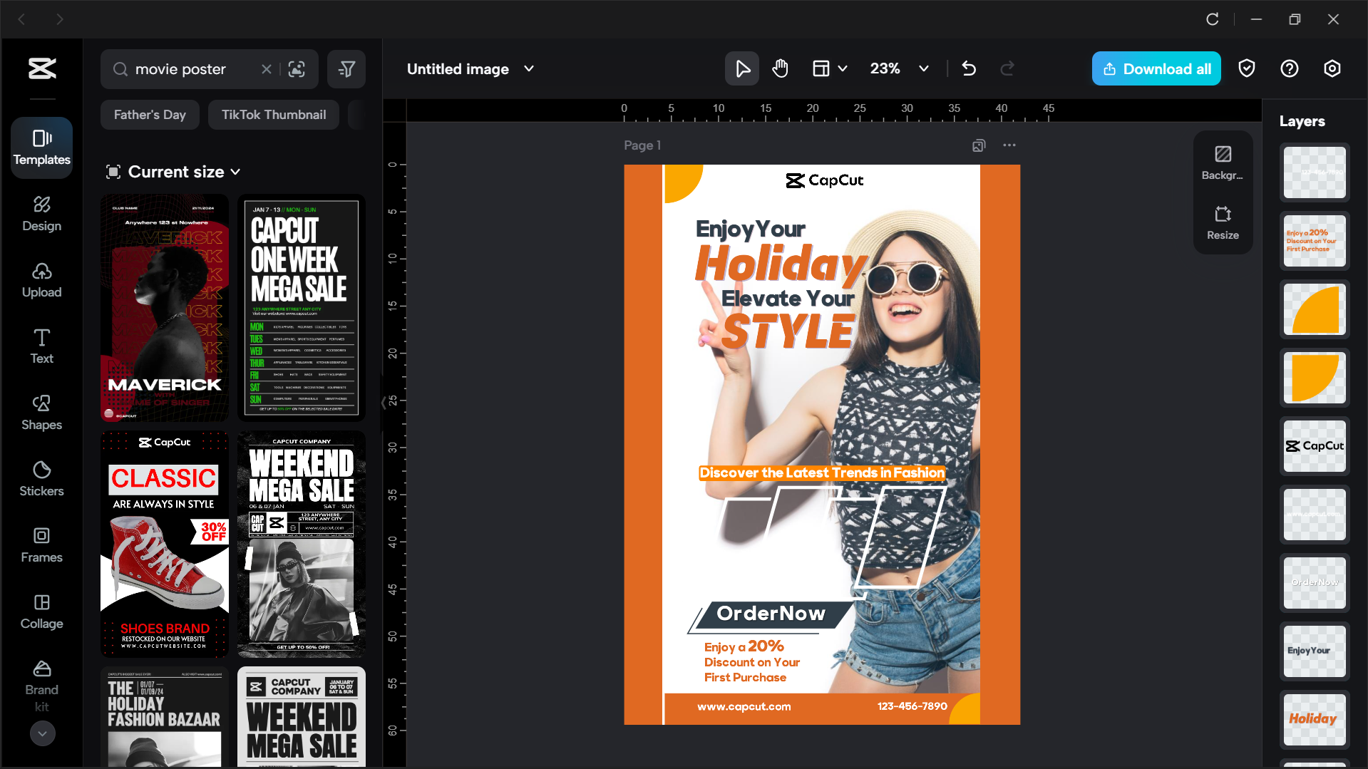 The interface of the CapCut desktop video editor - the best tool to make a movie poster