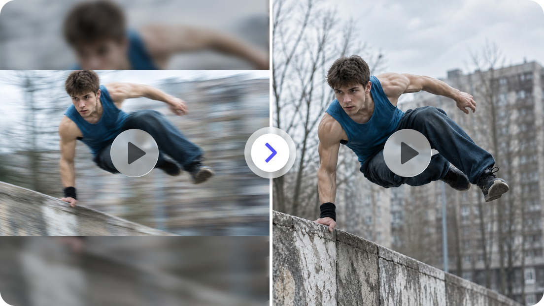 Automatic video frame fitting with motion blur