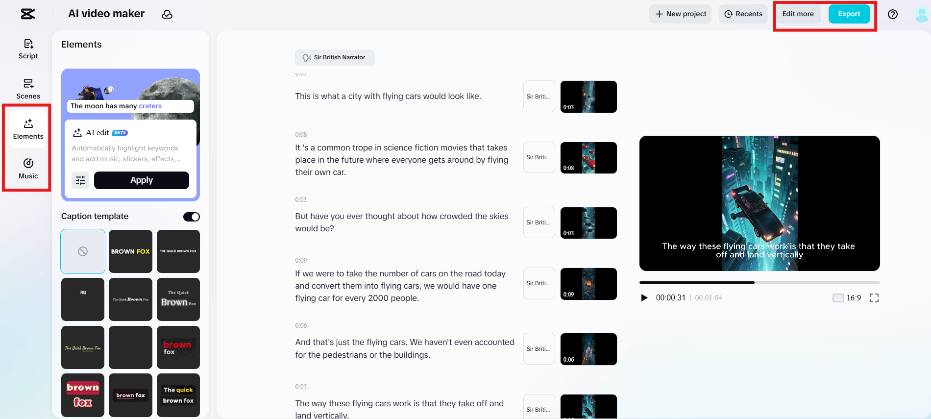 Bearbeiten Sie mehr und exportieren Sie das Video