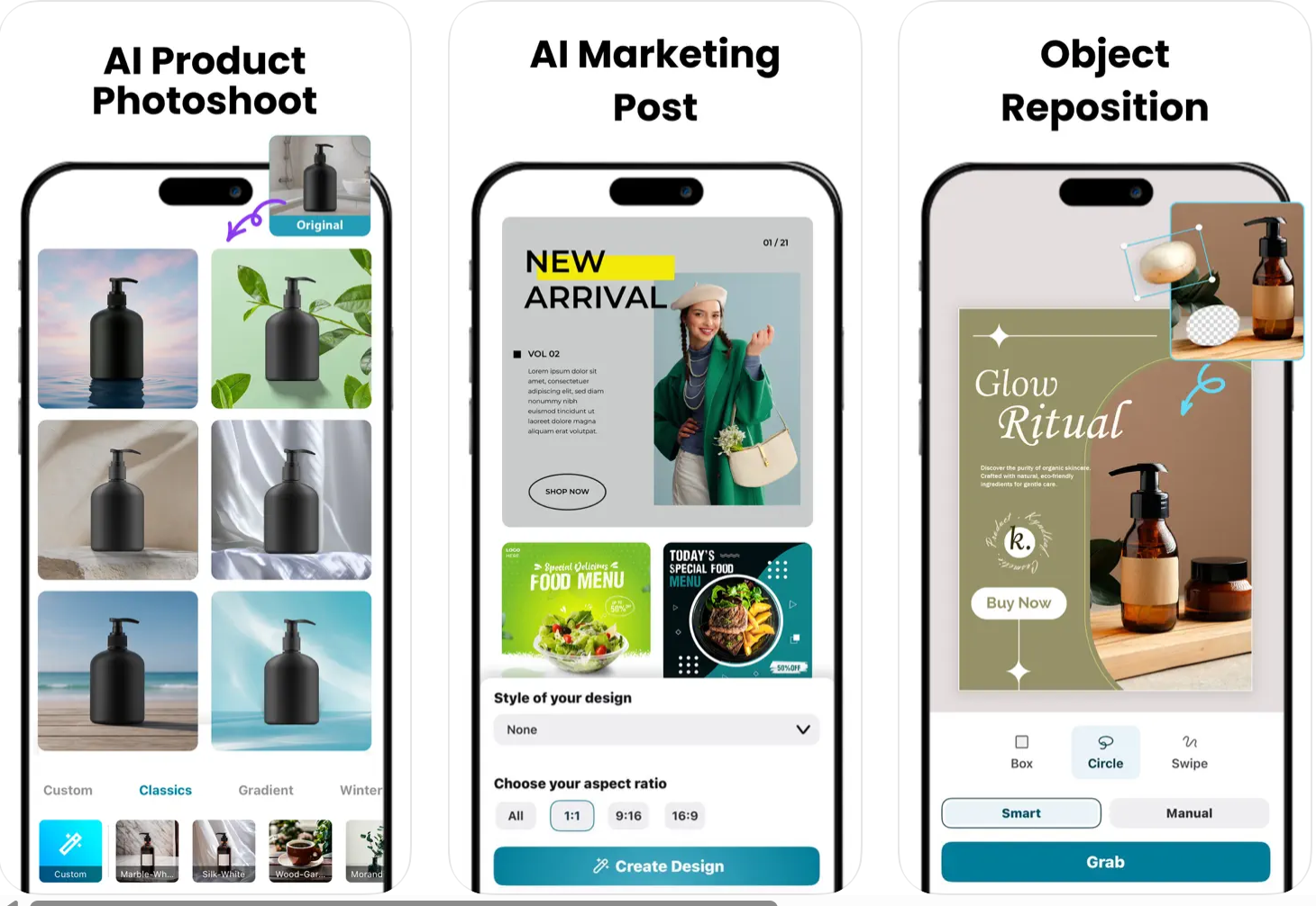 Interface of Promeo - an efficient mobile app to create event poster designs