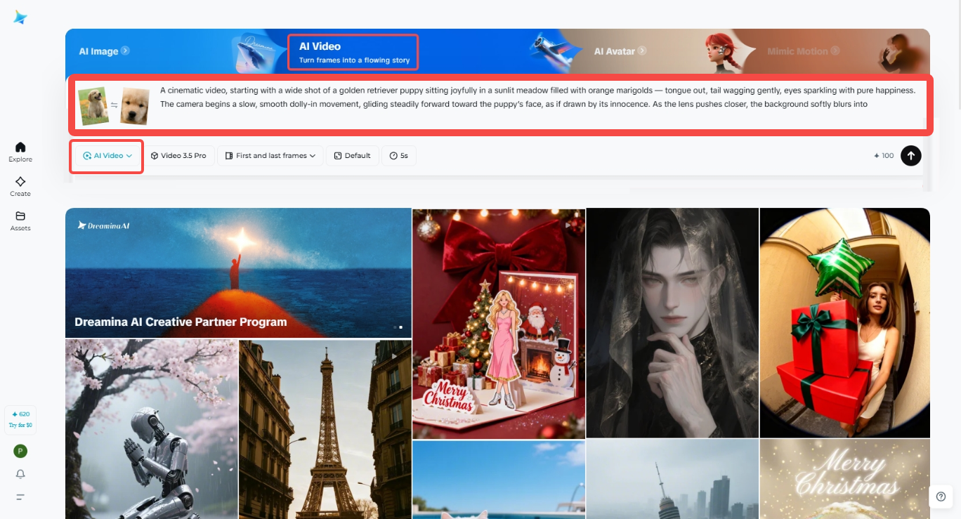 Upload images and add a prompt