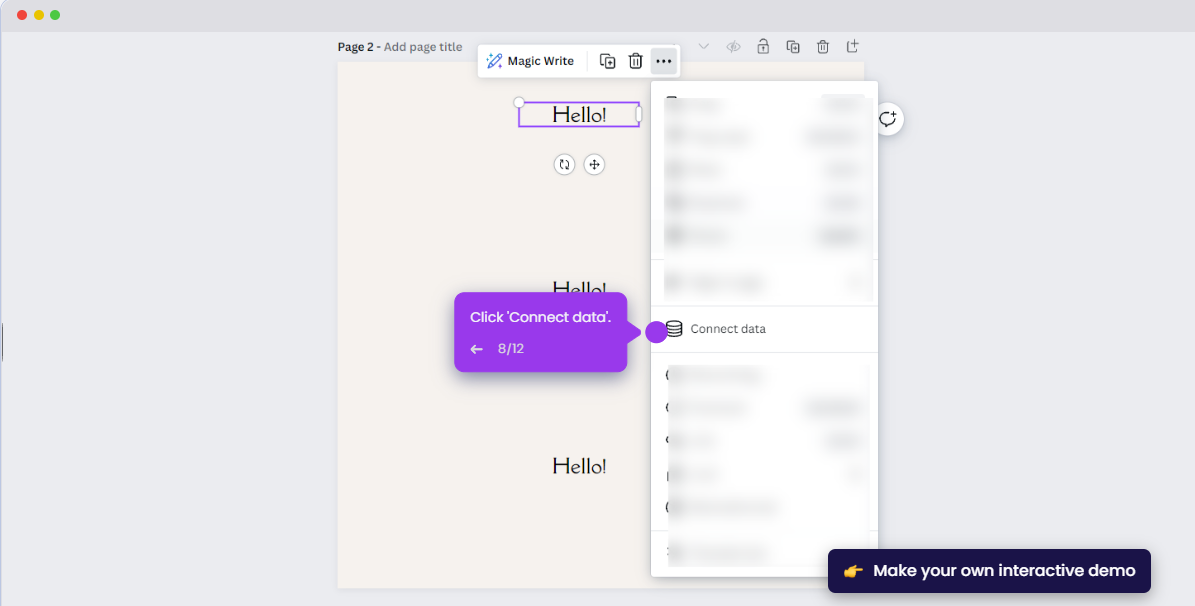 Connect data with the elements in the table
