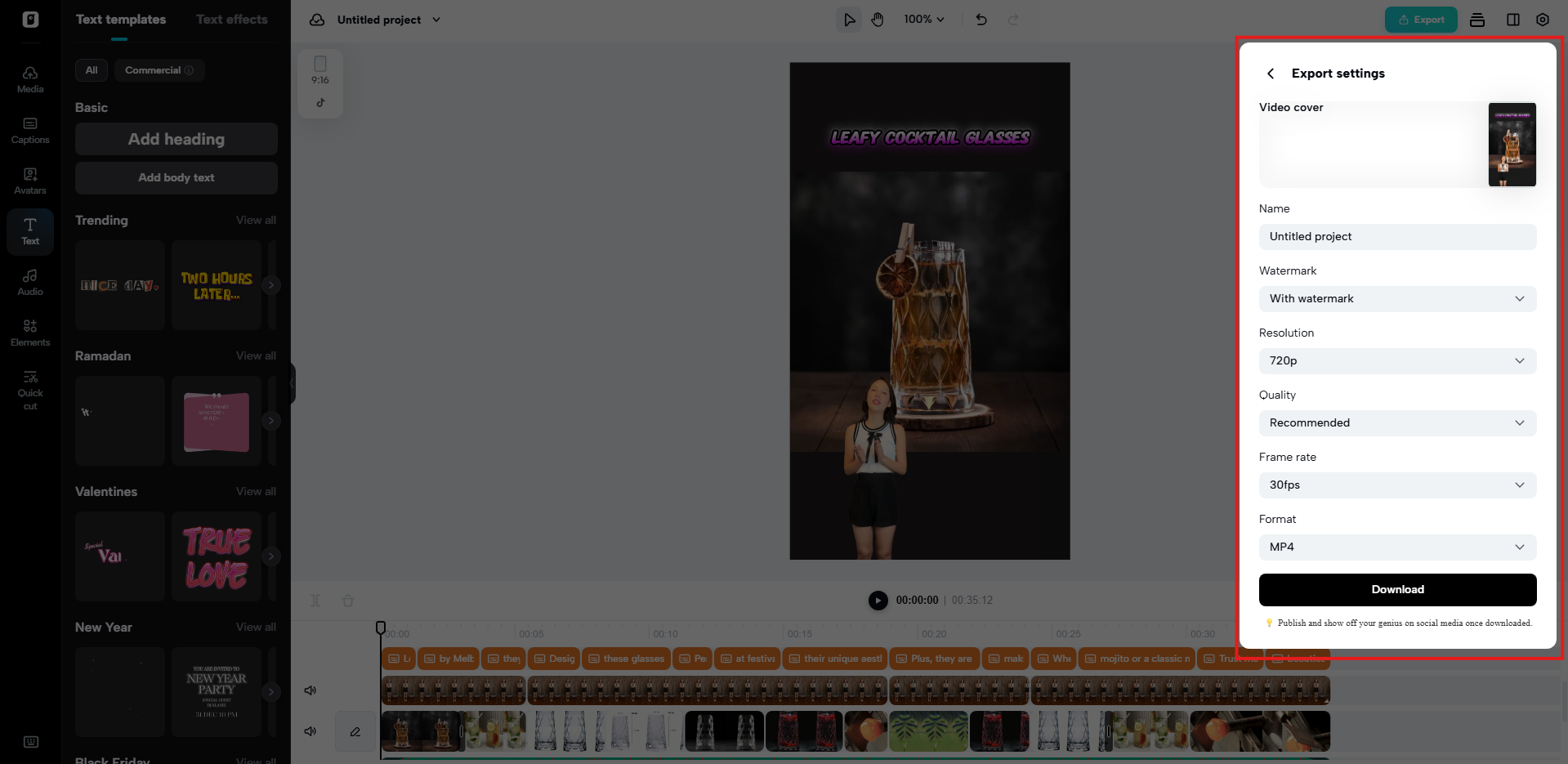 Isaayos ang export settings