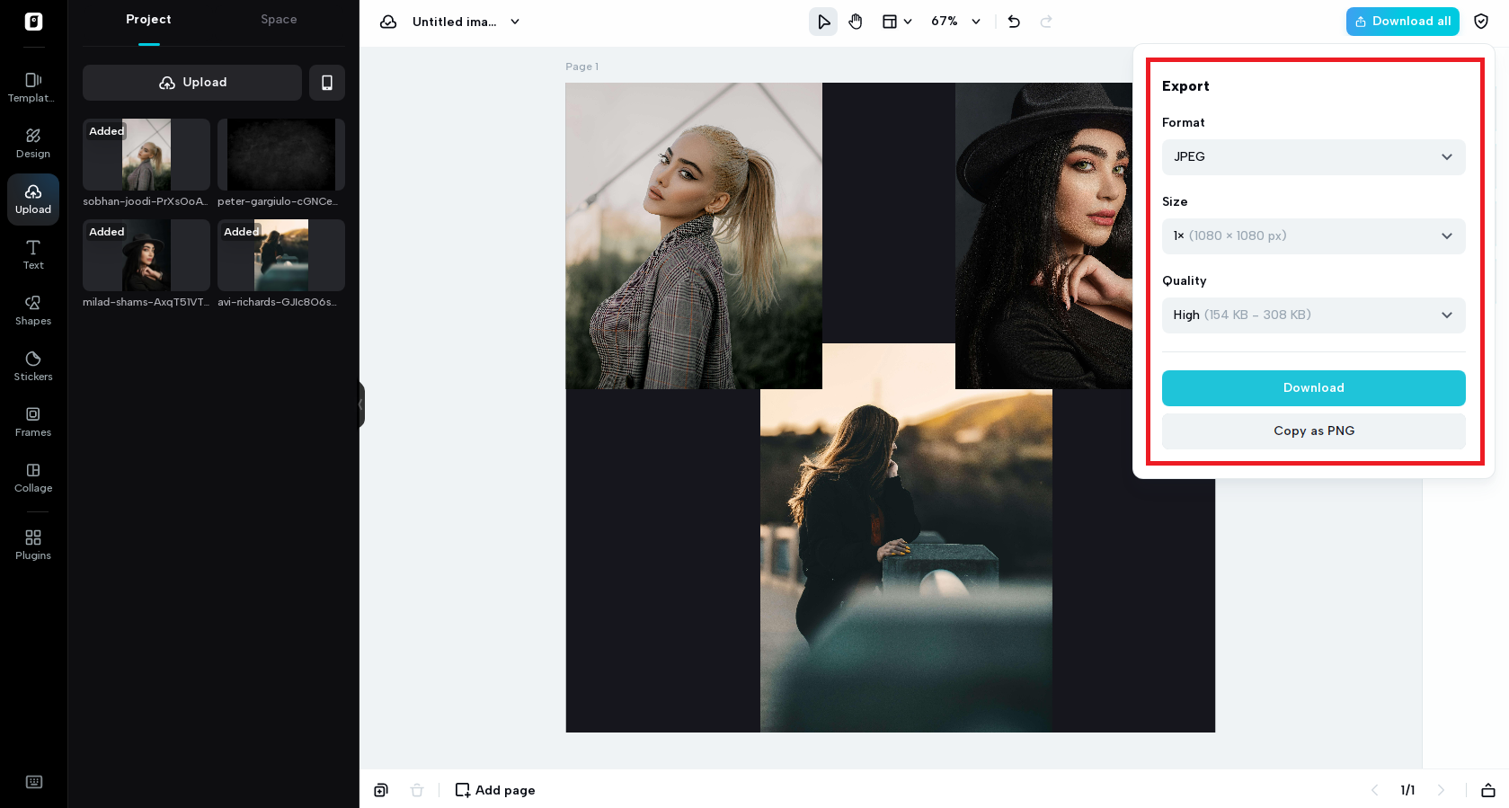 Export and save your photo