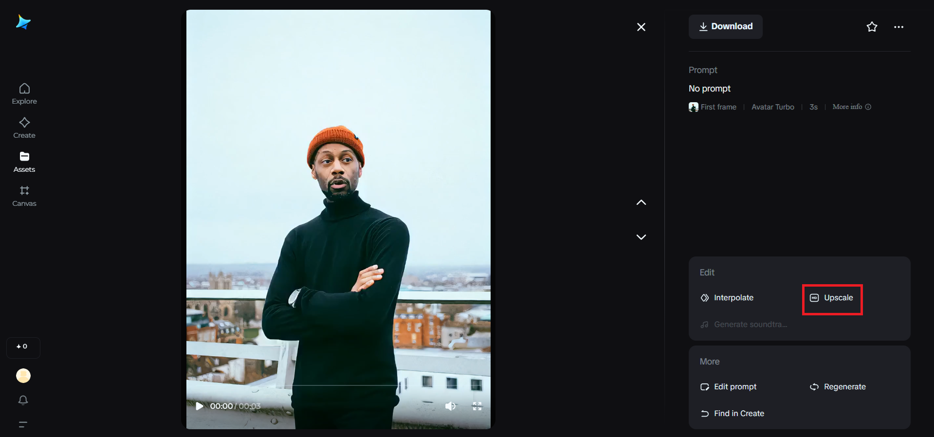 Upscale feature in Dreamina