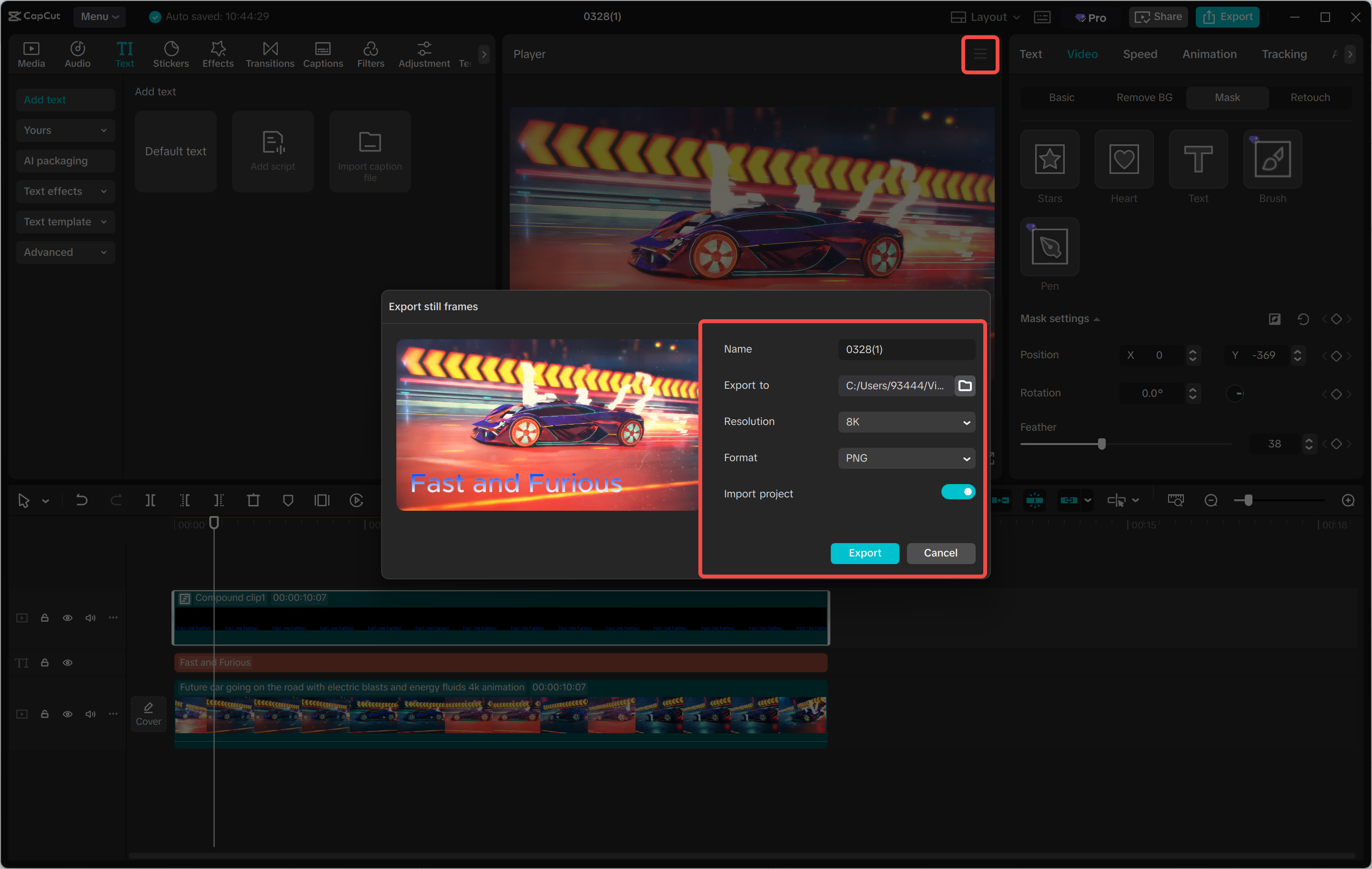 Export and share a gradient text