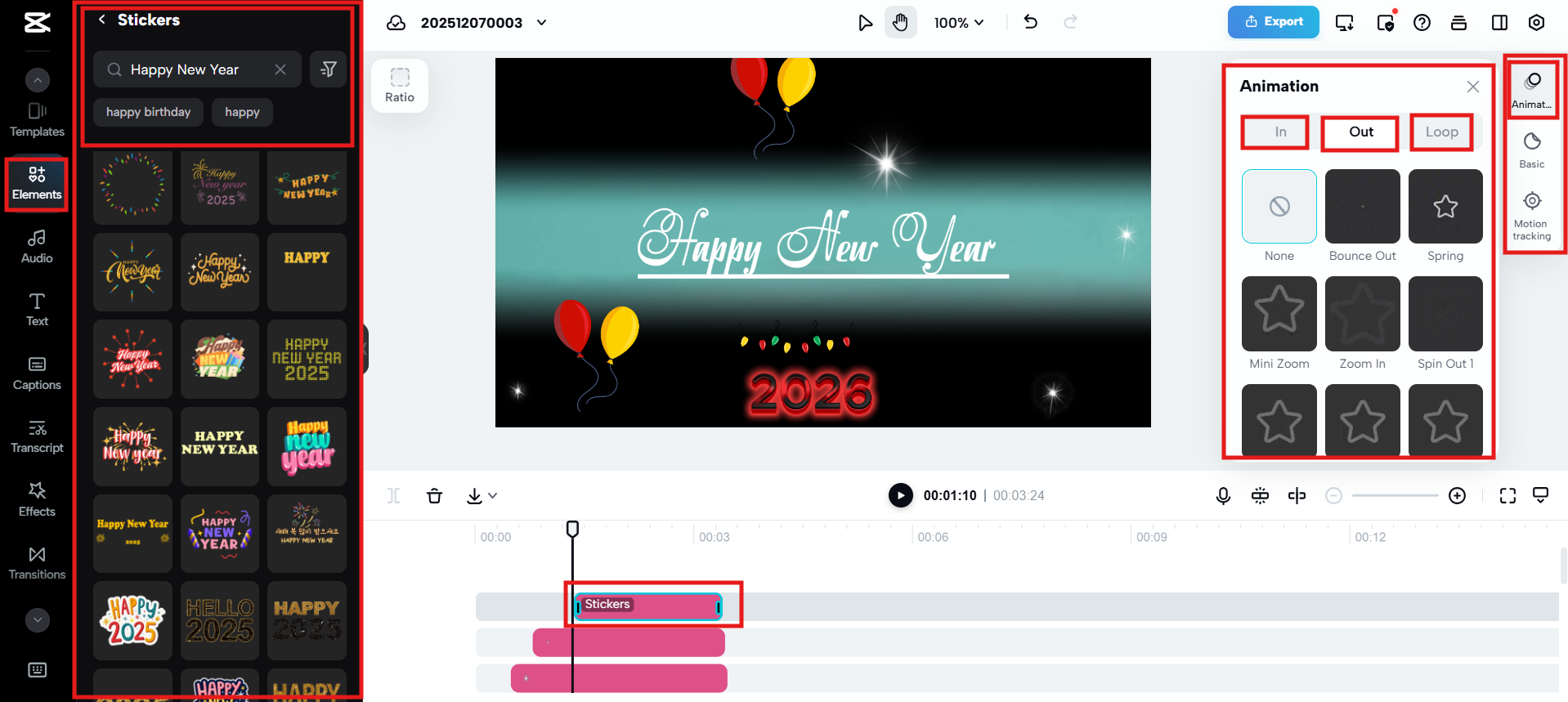 Add stickers, animations, and motion effects