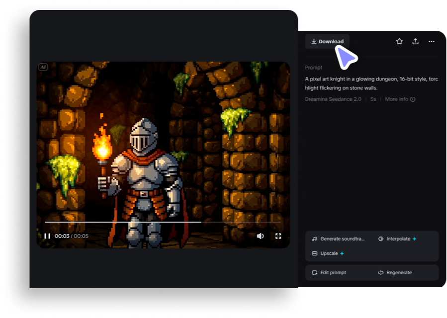Paso 3: previsualiza y descarga tu video de pixel art