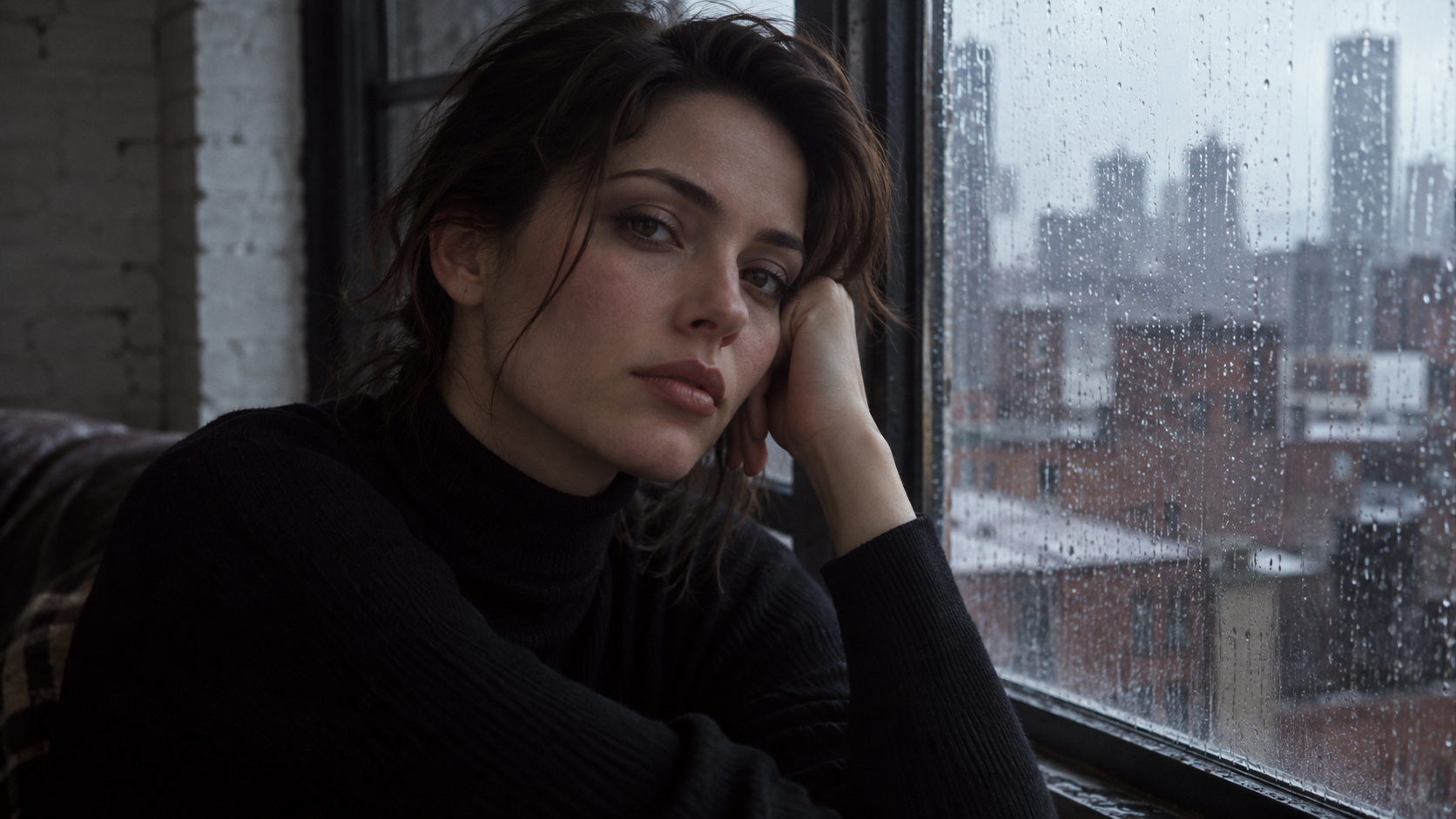 Moody window-light portrait example for jennifer connelly 90s