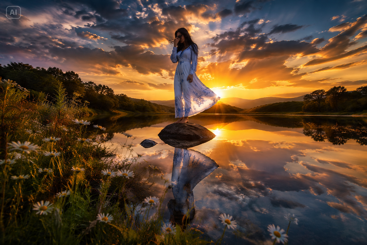 Beneficios virales de edición de fotos en el río al atardecer