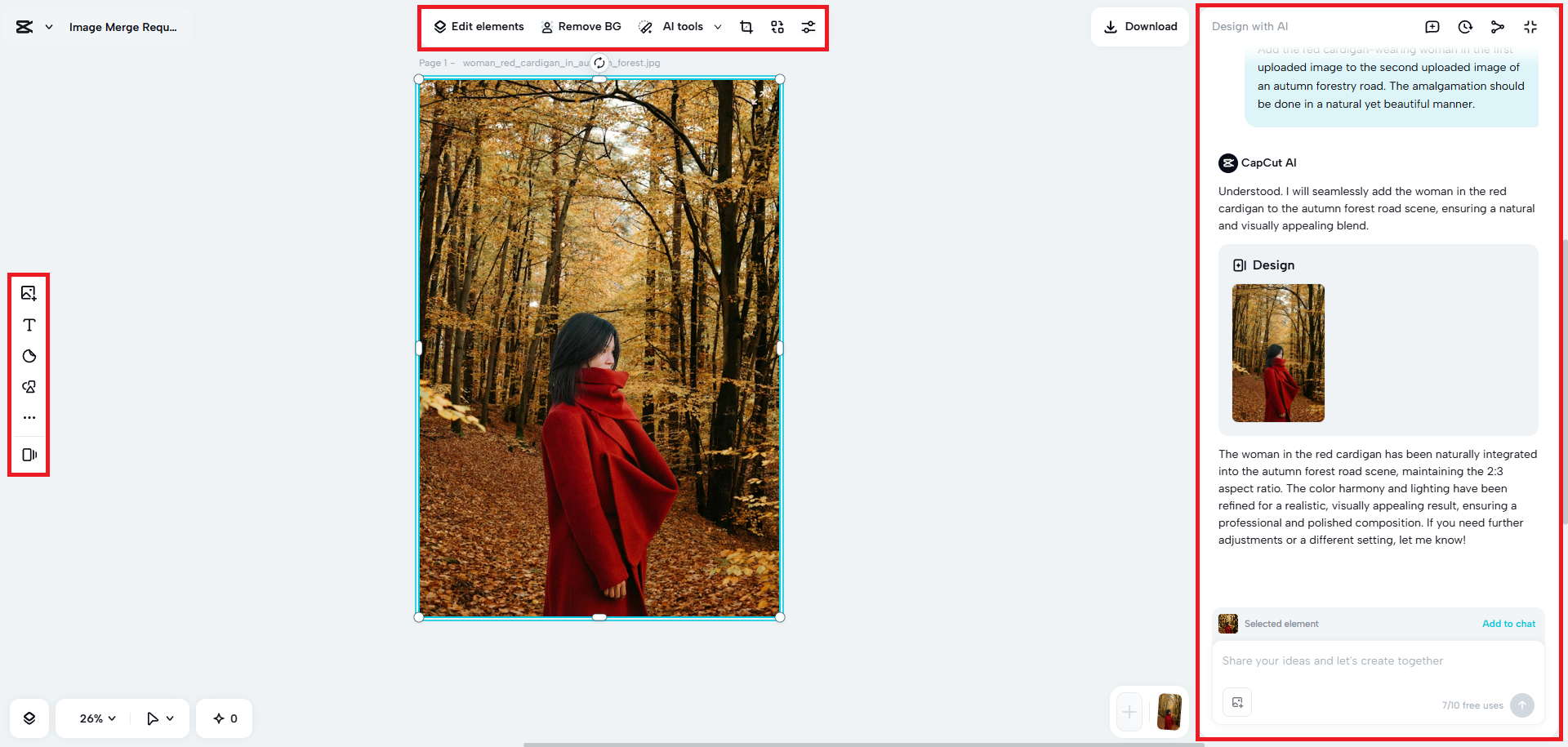 Refine the final combined image