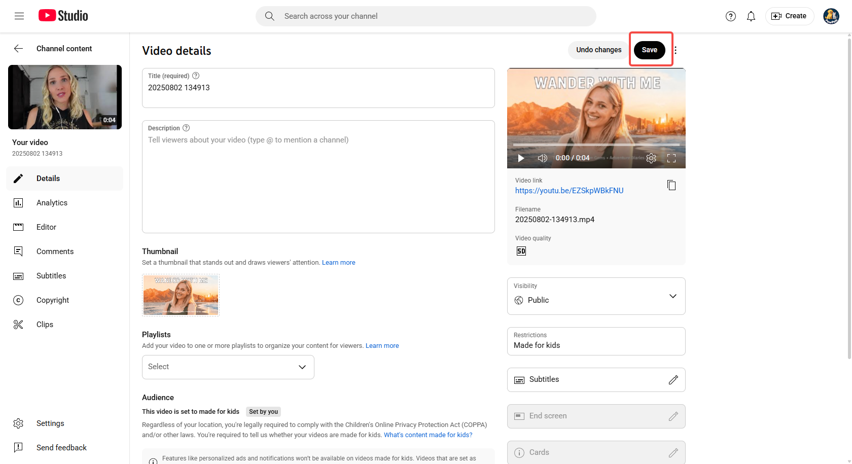 Save the uploaded YouTube thumbnail