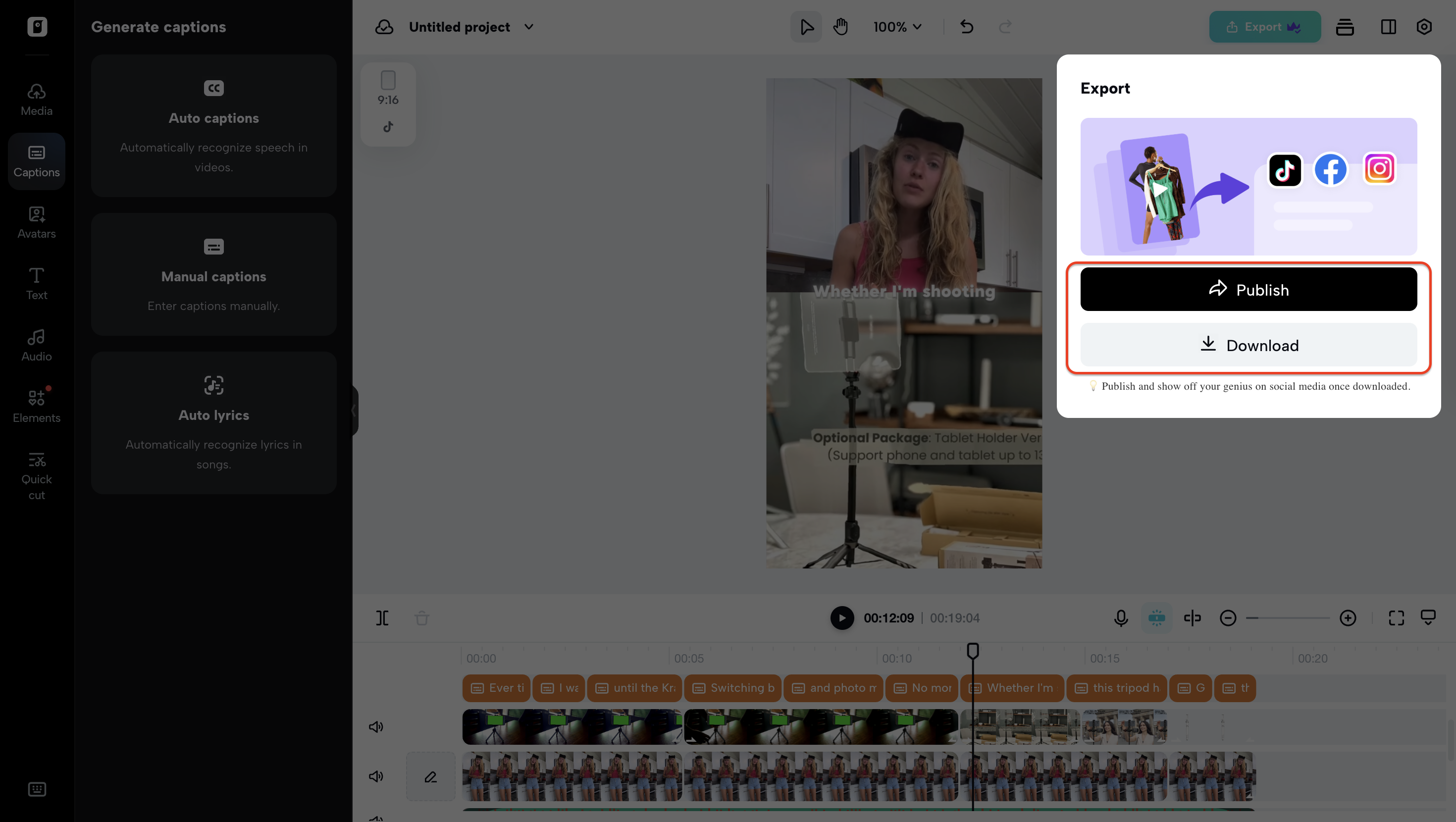 Preview, publish and download