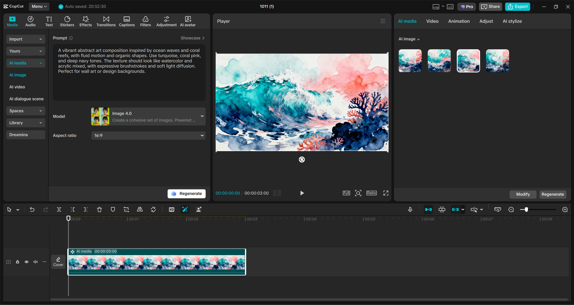 Interface of the CapCut desktop video editor - another image generation tool